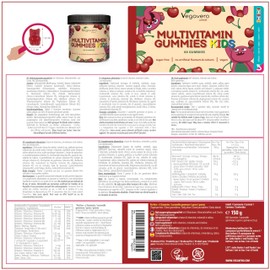 Vegavero Multivitamin Gummies for Children, Sugar-Free & Vegan, Multivitamin Gummies with Omega 3, Vitamins for Children, for the Immune System with Vitamin C, D3, B12, Zinc & More