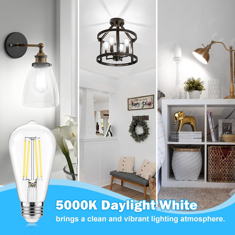 ASOMST Vintage LED Edison Bulbs Dimmable, ST58 Filament Light Bulb