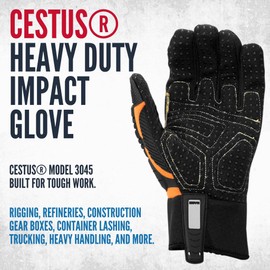 Cestus Deep II Gel, Heavy Duty Work Gloves with Grip, Anti Vibration Gloves, Kevlar Stitched, Impact Gloves, EN388 4232 (Large)