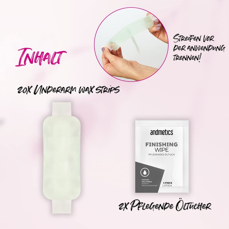 andmetics Women's Armpit Wax Strips, Perfect for Hair Removal of