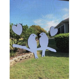 DCentral® Lovebirds Flexible Vinyl Screen Magnets; Multipurpose, Double-Sided, for Non-Retractable Screens, White – Easy to See, Helps to Stop Walking into Screens, Size W 7" x L 4"
