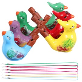 STOBOK 6 Pcs Ceramic Bird Whistles Bird Water Whistles Bird Call Whistles Musical Educational with Lanyards Birthday