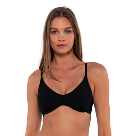 Sunsets Brooke U-Wire Women's Swimsuit Bikini Top with Removable Cups, Black, Medium