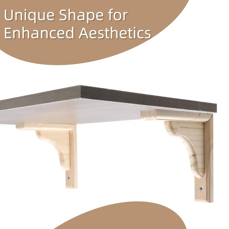 Mcredy 2 PCS Wood Shelf Bracket,7.09 Inch Triangle Wall Mount