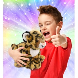 DolliBu Plush Leopard Stuffed Animal - Soft Huggable Squat Leopard, Adorable Playtime Leopard Zoo Plush, Cute Wildlife Safari Cuddle Gift for Kids and Adults - 8 Inches