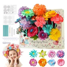 Paper Flower Kit,Flower Making Set for Kids - Handmade 3D Blossoms Bouquet Arts Activity Toys Set for Kindergarten Traveling Schools Home