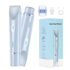 Dermave Bikini Shaver,2025 New Dual Head Shaver Women, 2 in 1 Wet & Dry Waterproof Electric Bikini Trimmer for Women,Blue