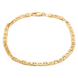 kelistom 18k Gold Plated Flat Mariner Link Chain Anklet 4.2mm Wide 9 10 11 inches Ankle Bracelet for Women Teen Girls