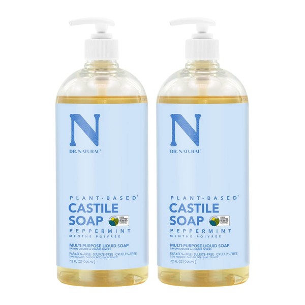 Dr. Natural Pure Castile Liquid Soap 2-pack (Peppermint, 64oz)