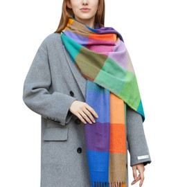 Kwatieh Tartan Skirt Women's Cashmere Scarf Women's Tubes Striped Scarf Winter Women's Scarf Knitted Cable Knit Bolero for Women Cashmink Scarf Women's Thick Winter Scarves, G