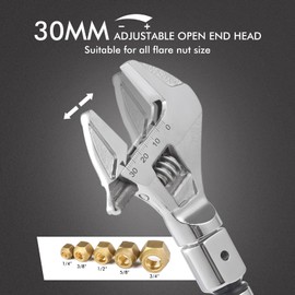 wanlvkang Adjustable Torque Wrench open end, 5 to 30 Nm 30mm Open End Torque Wrench with Click and Changeable Head for Hvac Mini Split and Refrigeration System (Red)