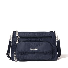 Baggallini Women's Original Everyday 11x 7.5 Crossbody Bags RFID Protected Washable Lightweight Nylon Zippered Travel Purse, French Navy Quilt, One Size