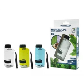 Pocket Microscope, 60x -120x, Portable Microscope for Kids with LED Lights, Handheld Microscope for Kids Student Adults Microbiological Observation Lab Study, Educational Kit