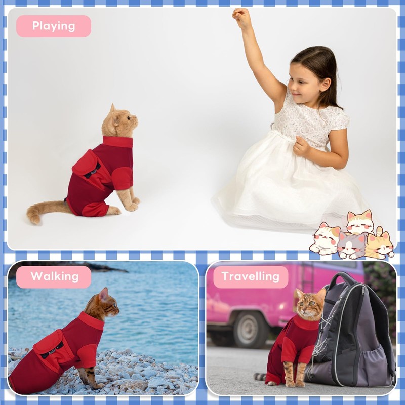 Cat Anxiety Relief Clothes, Adjustable Calming Shirt Suitable for Small