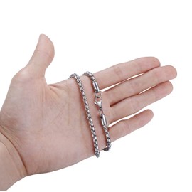 FOSIR Mens Round Box Chain, Stainless Steel Rolo Chain Necklace for Women Men, 2/3/4mm Wide, 18/20/22/24/26/30 Inch