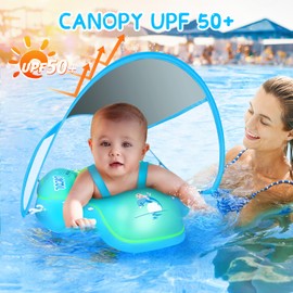 LAYCOL Baby Swimming Float with UPF50+ Sun Canopy Baby Floats for Pool No Flip Overbaby Pool for Baby Age of 3-36 Months