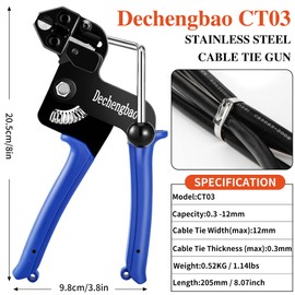 Metal tie wrap Gun, Dechengbao Stainless Steel Cable Tie Gun and Metal Zip tie Tool,Cable Tie Tool for Stainless Steel Cable Ties,Metal Cable tie Gun