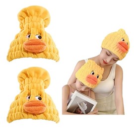 Paquete de 2 toallas ultra absorbentes para nios con pelo de pato, gorro de secado rpido para nios, toalla de microfibra para el cabello, turbante... 