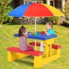 Pemberly Row Picnic Table Set withRemovable Umbrella Garden Patio Multicolor