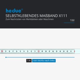 hedue® selbstklebendes Maßband 1 m X111 - Massband selbstklebend ,von rechts nach links