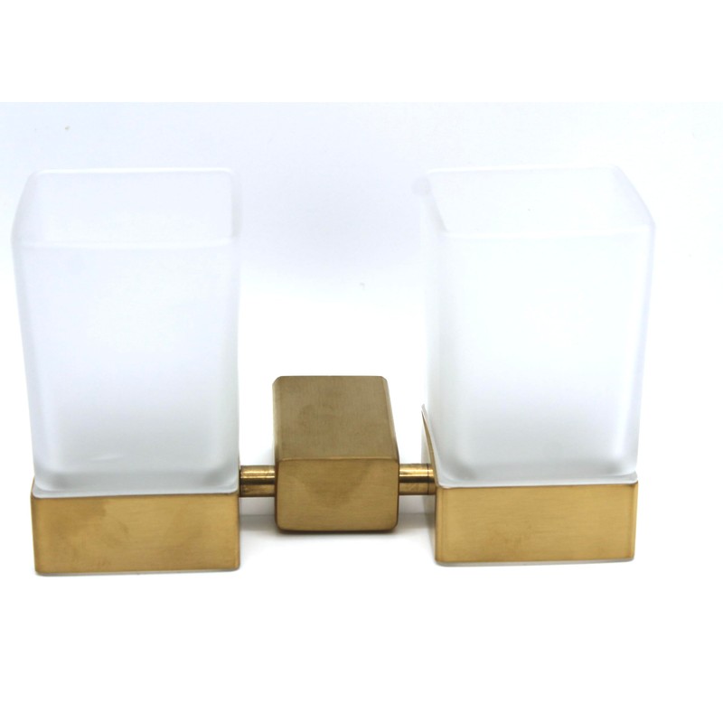 Housler® Brushed Brass (Gold) Square Bathroom accessories (Sq.BB.DOUBLE TUMBLER)