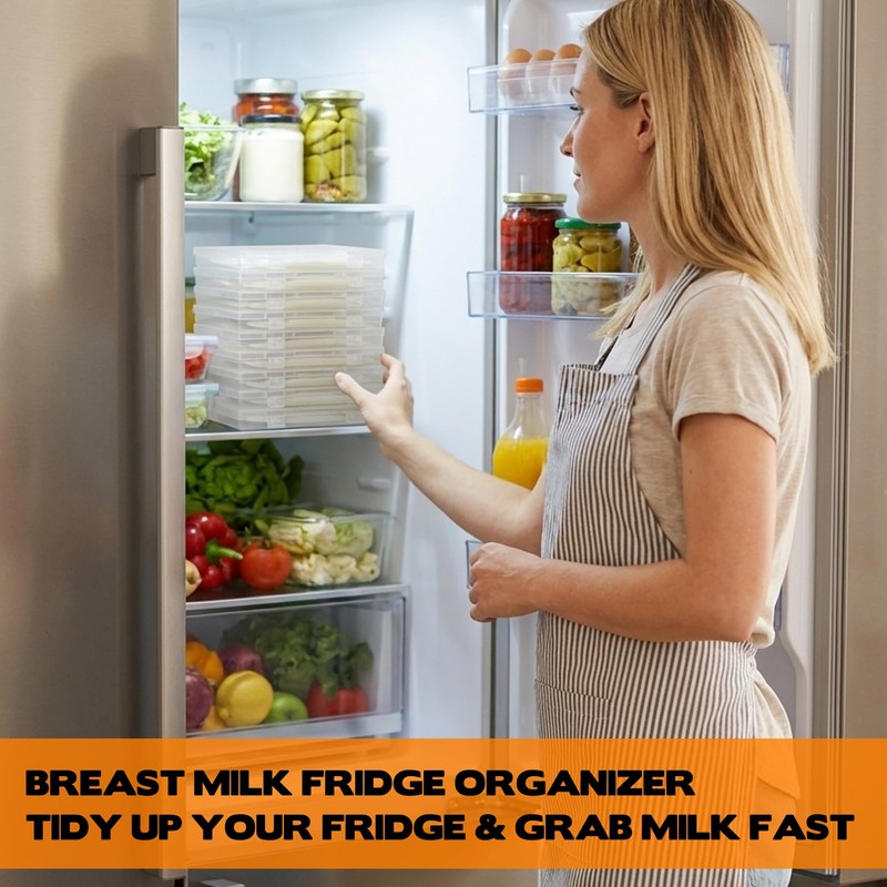 10-Pack Clear Flat Breast Milk Freezer Storage Organizer - 7.4"x5.1"