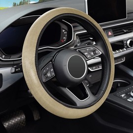 KAFEEK Multiple Colors Elastic Breathable Grid Square Car Steering Wheel Cover 15 inch Universal Fit  All Season Comfort:_Golden yellow