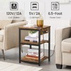 TUTOTAK End Table with Charging Station, 3-Tier Couch Side Table