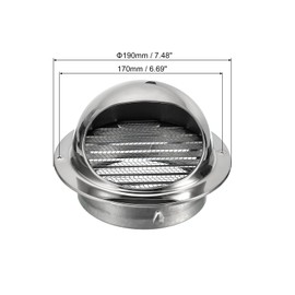 PATIKIL 6" Round Soffit Air Vents, 2 Set Stainless Steel Louver Grille Vent Cover Screen Mesh Grill Hood for Kitchen Bathroom Wall Ceiling Floor Ventilation