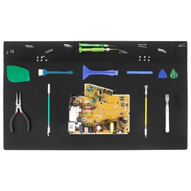 23.7''x13.8'' Extra Large Soldering Mat Premium Silicone 932°F Heat Resistant Repair Mat Non-Slip Large Soldering Mat for Soldering Iron, Electronic, Phone, Laptop Repair (Black)