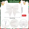 Shining She 10 Packs Glitter White Christmas Bows Decorations, Small