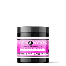 Curls & Potions Chebe Hydration Hair Mask for soft, smooth, hydrated hair. For all textures, reduce breakage, promote hair growth, & length retention