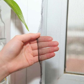 Flyzzz DIY Self-Adhesive Window Screen Netting Mesh Curtain, 100X150cm (Approach 39.37x59.05 Inches), with Hook and Sticky Tape, Fitted to Multiple Windows (1 Pack, White)