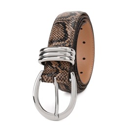 FABULOUS AGE Women's Leather Belts with Gold Buckle Fashion Waist Belt for Women Trendy Elegant Ladies Belts for Jeans