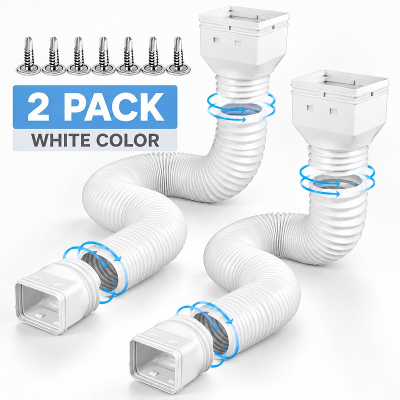 2-Pack Adjustable Downspout Extensions to Help Prevent Water Pooling Around