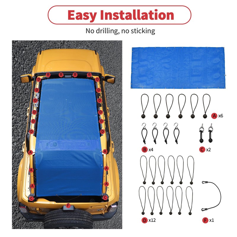 Linskip Full-Length Sunshade Compatible with Ford Bronco & Bronco Raptor