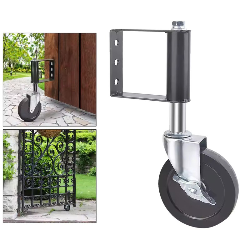 4-Inch Spring-Loaded Swing Gate Caster Wheel with Rubber Tire and