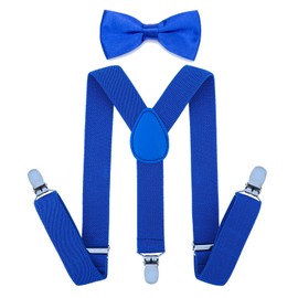 Kids Boy Suspenders Bowtie Set - Adjustable Child Suspender for Toddler and Girls, 25 Inches (3 Years to 6 Years), Royal blue