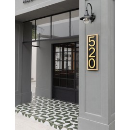 Yafimea 8 Inch Large House Numbers for Outside, Modern Gold Metal Address Numbers with Floating Effect, Weatherproof Aluminum, Easy Screw Mount for Home Wall Fence Garage (1)