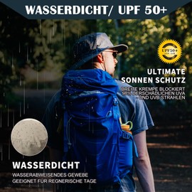 TOP-EX UPF 50 Men's Safari Hat with Wide Brim and Sunglasses Holder - UV Protection Fishing Hat, Waterproof & Breathable - Foldable Sun Hat for Outdoor, Hiking, Camping, Dark Grey M/L