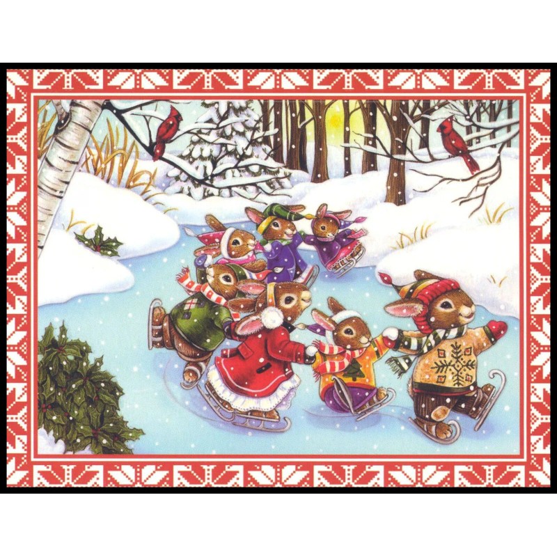 Greeting Card - Bird Rabbit - Christmas 0879