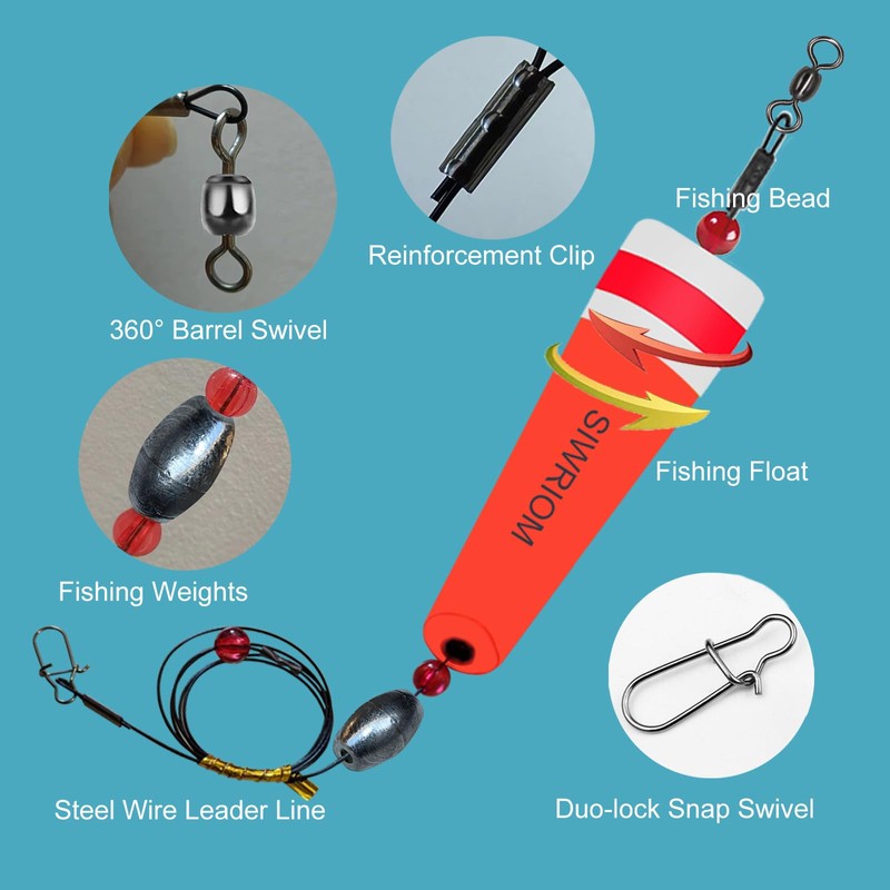 SIWRIOM Popping Cork Float Rig Rattle (1.23oz, Orange-4PCS)