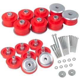 iKer Body Mount Bushing Kit Compatible with Ford F250 F350 2008-2016 Super Duty 2WD 4WD, Polyurethane Cab & Body Mount Steel Sleeves & Hardware Red