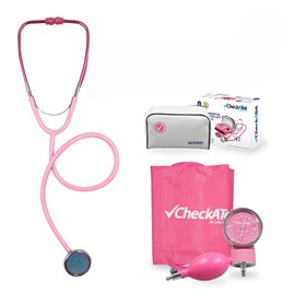 Checkatek Kit Baumanómetro Aneroide y Estetoscopio para Adulto, Medidor de Presión Manual con Brazal de Nylon, Estetoscopio Tradicional, Estuche de...