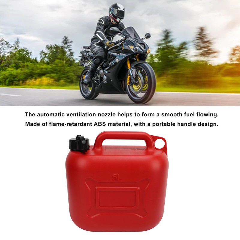 Gas Can 5L 1.3 Gallon ABS Leakage Free Red Portable