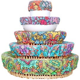 Reusable Bowl Covers, 5 Size Stretch Cloth Bowl Covers for Bread Proofing, cloth Fabric bowl Cover for Food Fruits Leftover (H)