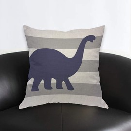 AOYEGO Brontosaurus Throw Pillow Cover Dinosaur Rawr Shadow Sauropod Gray Stripe Pillow Case 18x18 Inch Decorative Men Women Room Cushion Cover for Home Couch Bed