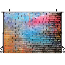 AIIKES 7x5FT Colorful Brick Wall Photo Backdrop 80's Hip Hop Disco Baby Birthday Wedding Graduation Themed Party Photography Background Fashion Decor Studio Photo Booth 11-502