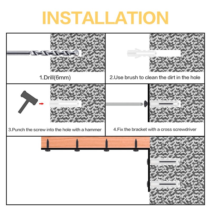 Eau 6 Pack Heavy Duty Shelf Brackets, 8 x 5
