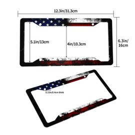 American Flag License Plate Frame 2 Pack License Plate Holder Universal Aluminum License Plate Cover Car Accessories for Decor with Screw for Women Man 12.3 X 6.3 Inch